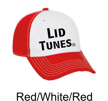 Lid Tunes Distressed Visor Red White Red Cap